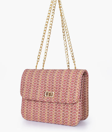 Buy Maroon woven chain cross-body bag in Pakistan