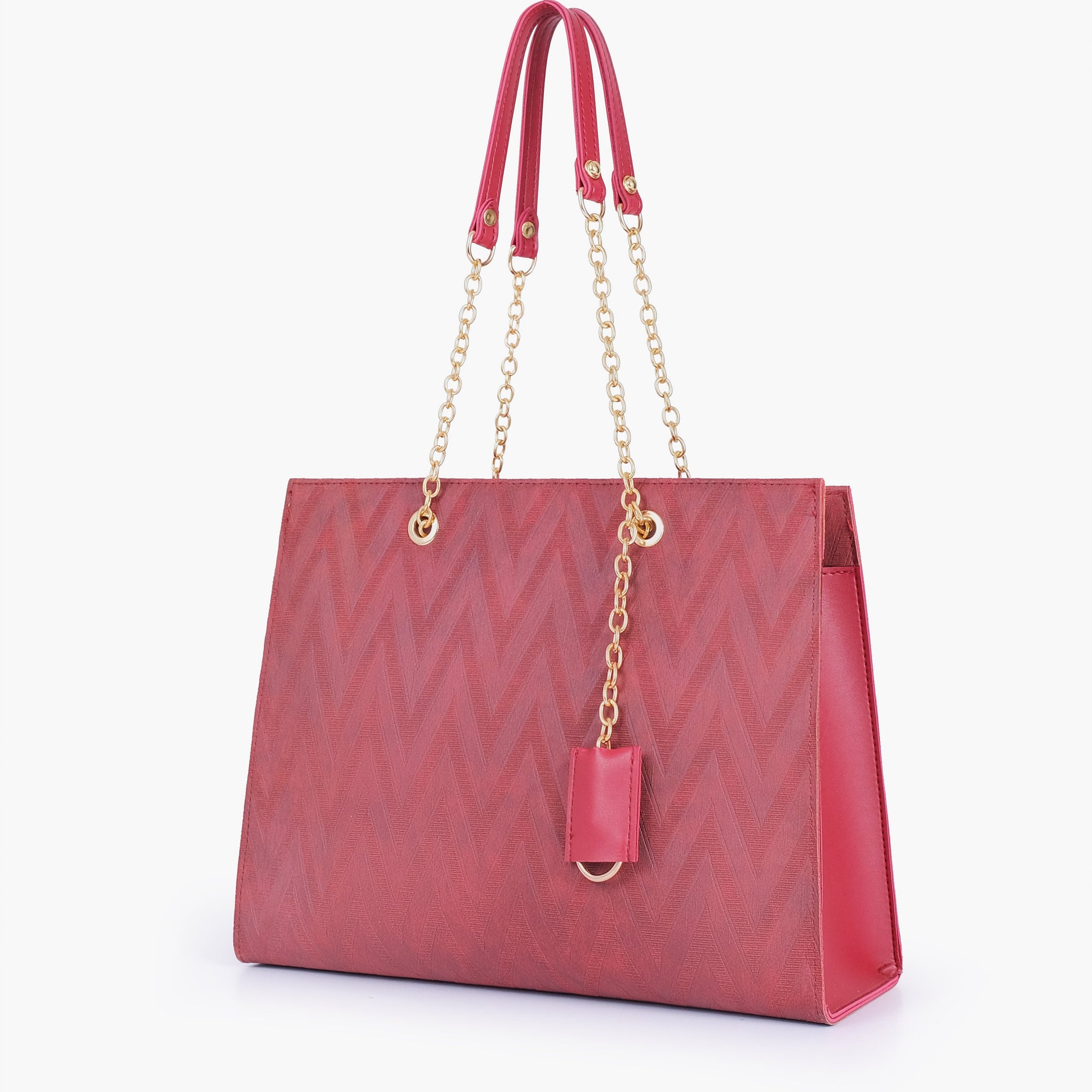 Buy Maroon zig-zag pattern tote in Pakistan