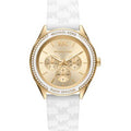Buy Michael Kors Jessa Gold Dial with Diamonds White Leather Strap Watch for Women - MK7267 in Pakistan