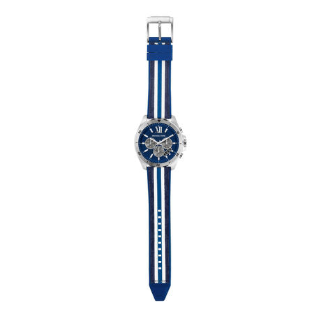 Buy Michael Kors Brecken Chronograph Blue And White PVC Strap Blue Dial Watch for Men - Mk8950 in Pakistan