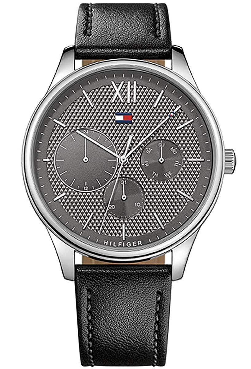 Buy Tommy Hilfiger Damon Grey Dial Black Leather Strap Watch for Men - 1791417 in Pakistan