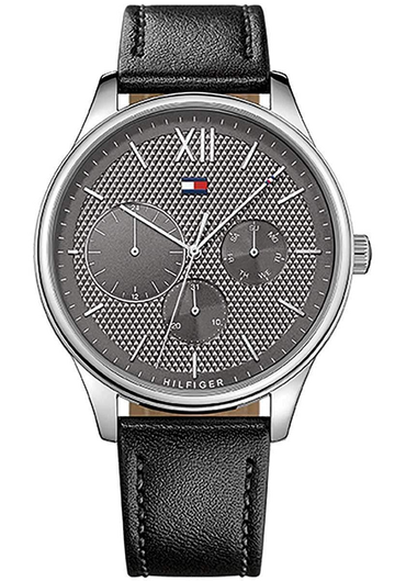 Buy Tommy Hilfiger Damon Grey Dial Black Leather Strap Watch for Men - 1791417 in Pakistan