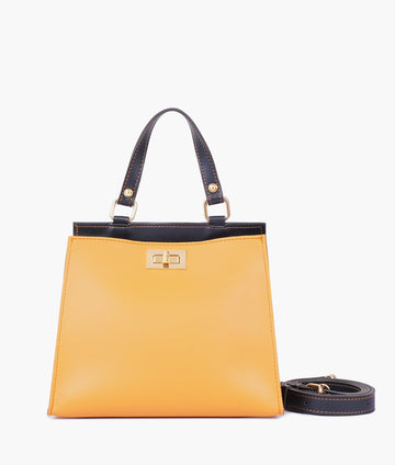 Buy Mustard front lock top-handle mini bag in Pakistan