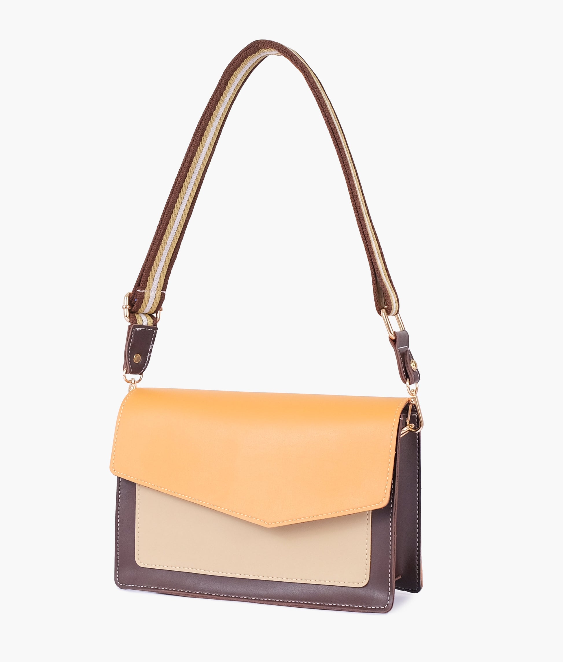 Buy Mustard half flap cross-body bag in Pakistan