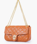 Buy Mustard quilted small shoulder bag with chain in Pakistan