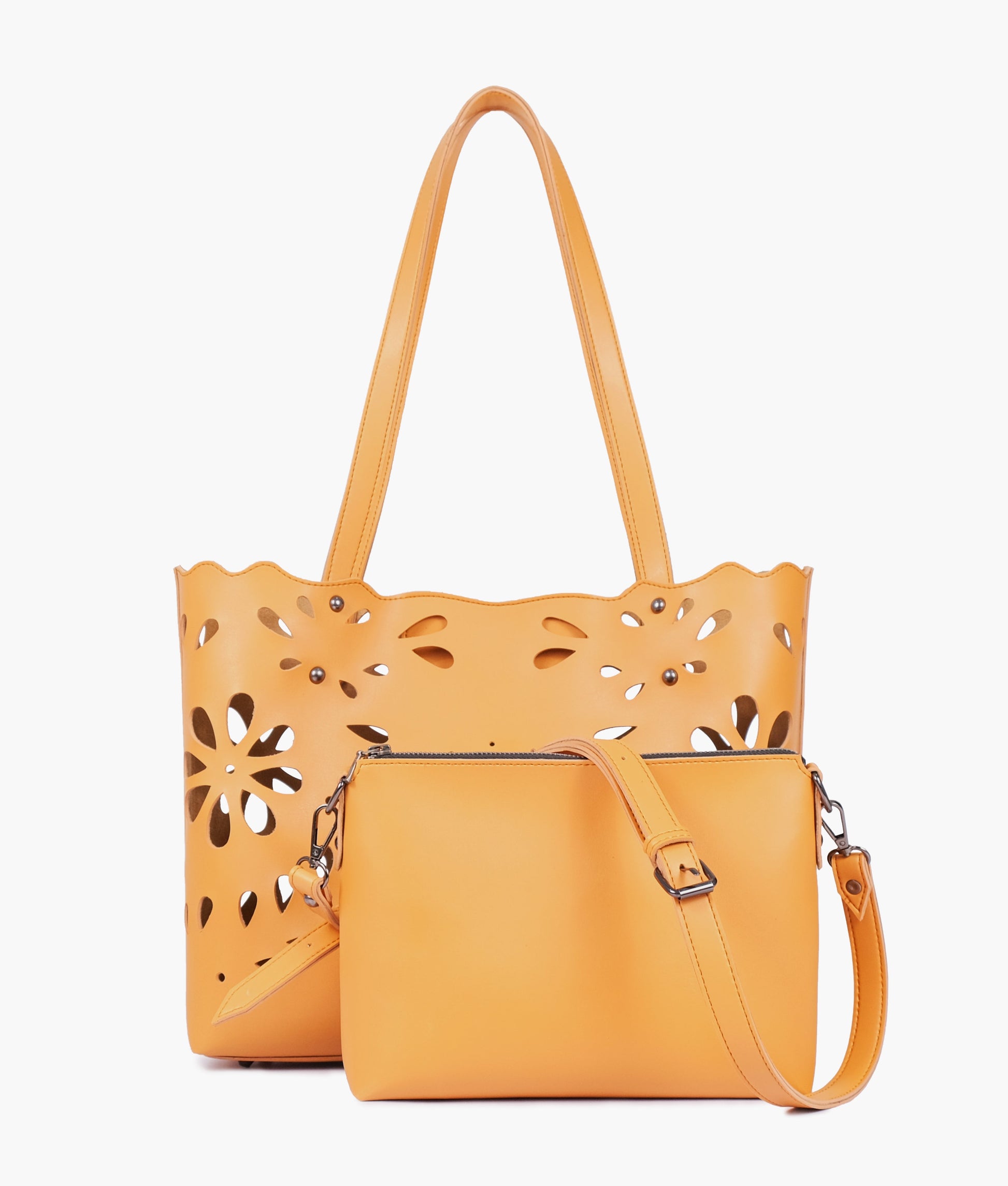 Buy Mustard two-piece floral tote in Pakistan