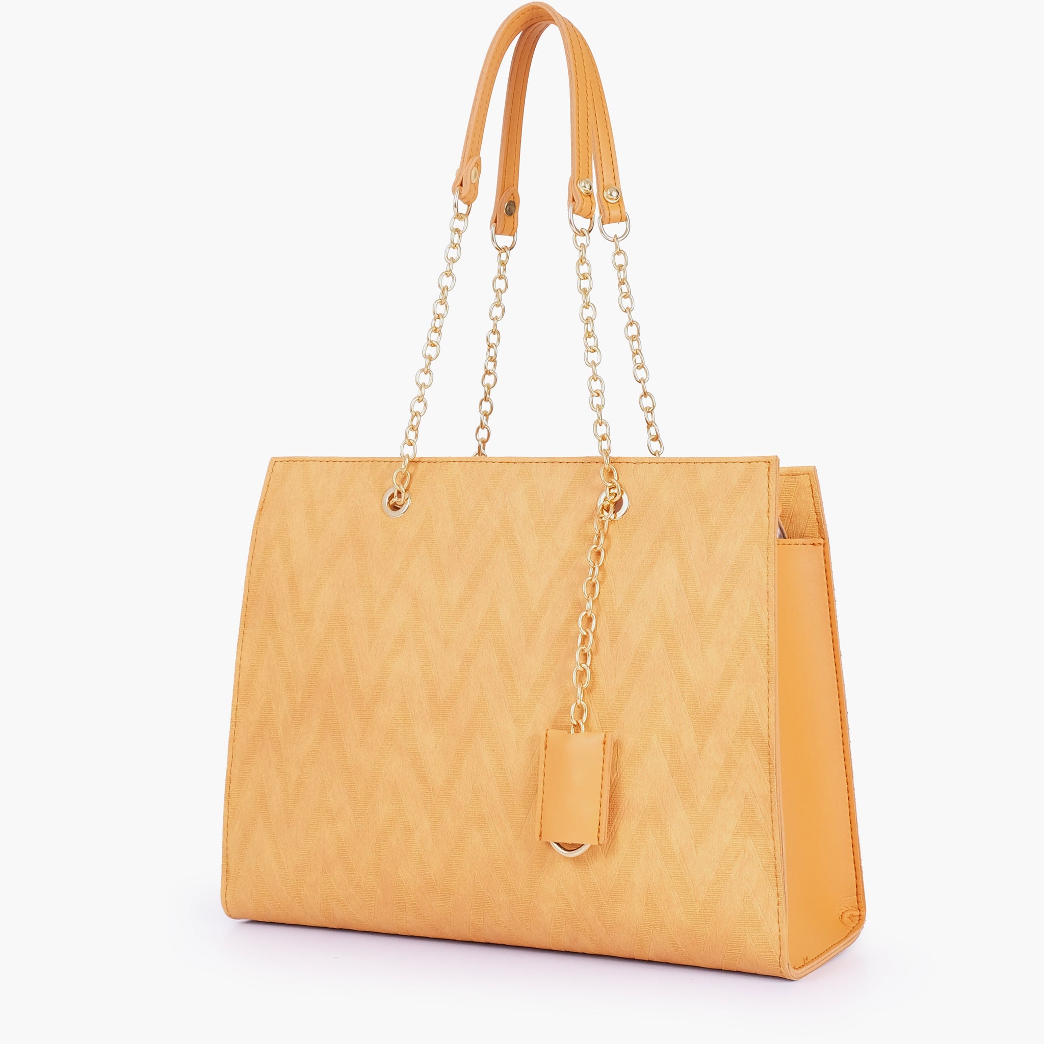 Buy Mustard zig-zag pattern tote in Pakistan