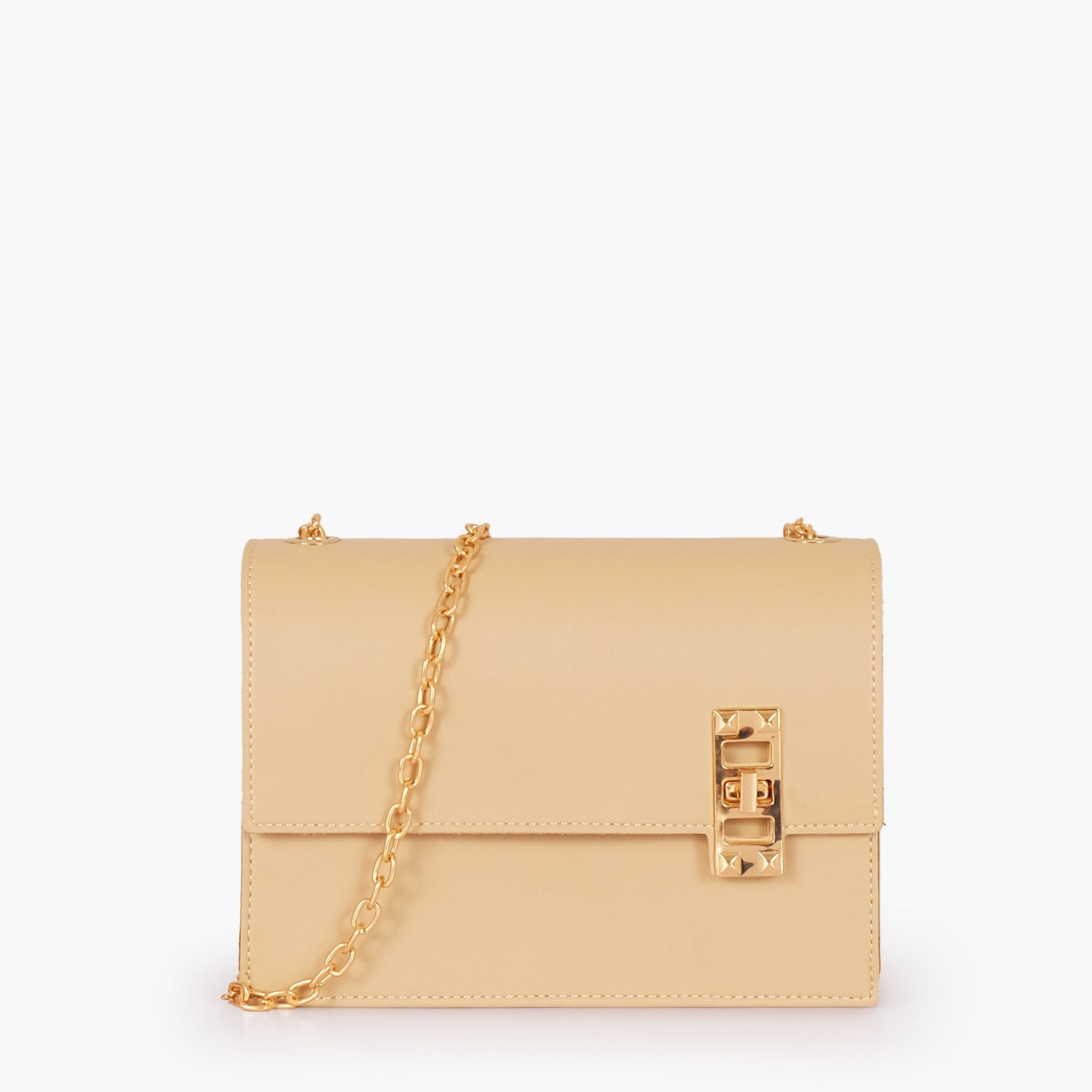 Buy Off-white chain shoulder bag with twist lock in Pakistan