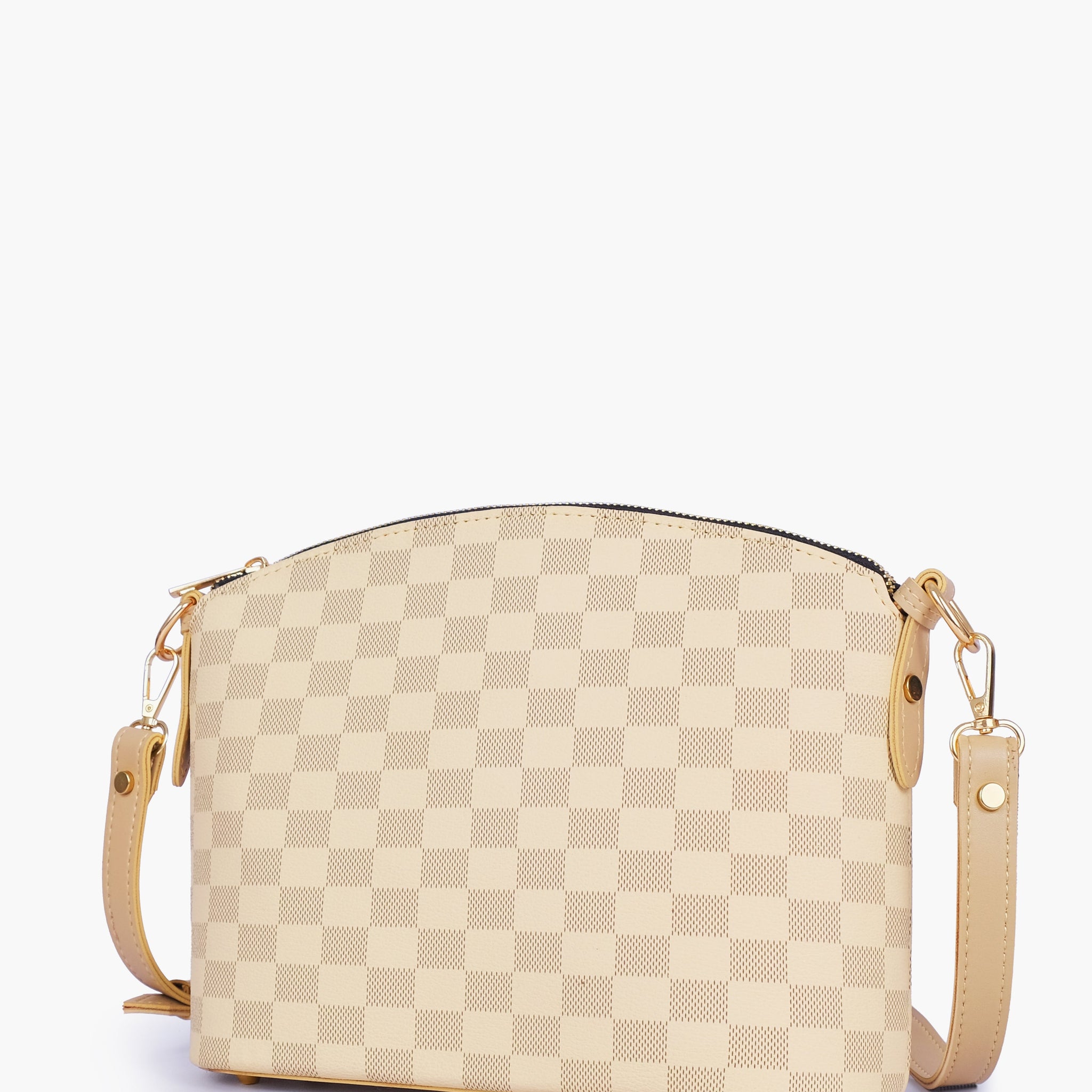 Buy Off-white checkered dome cross-body bag in Pakistan