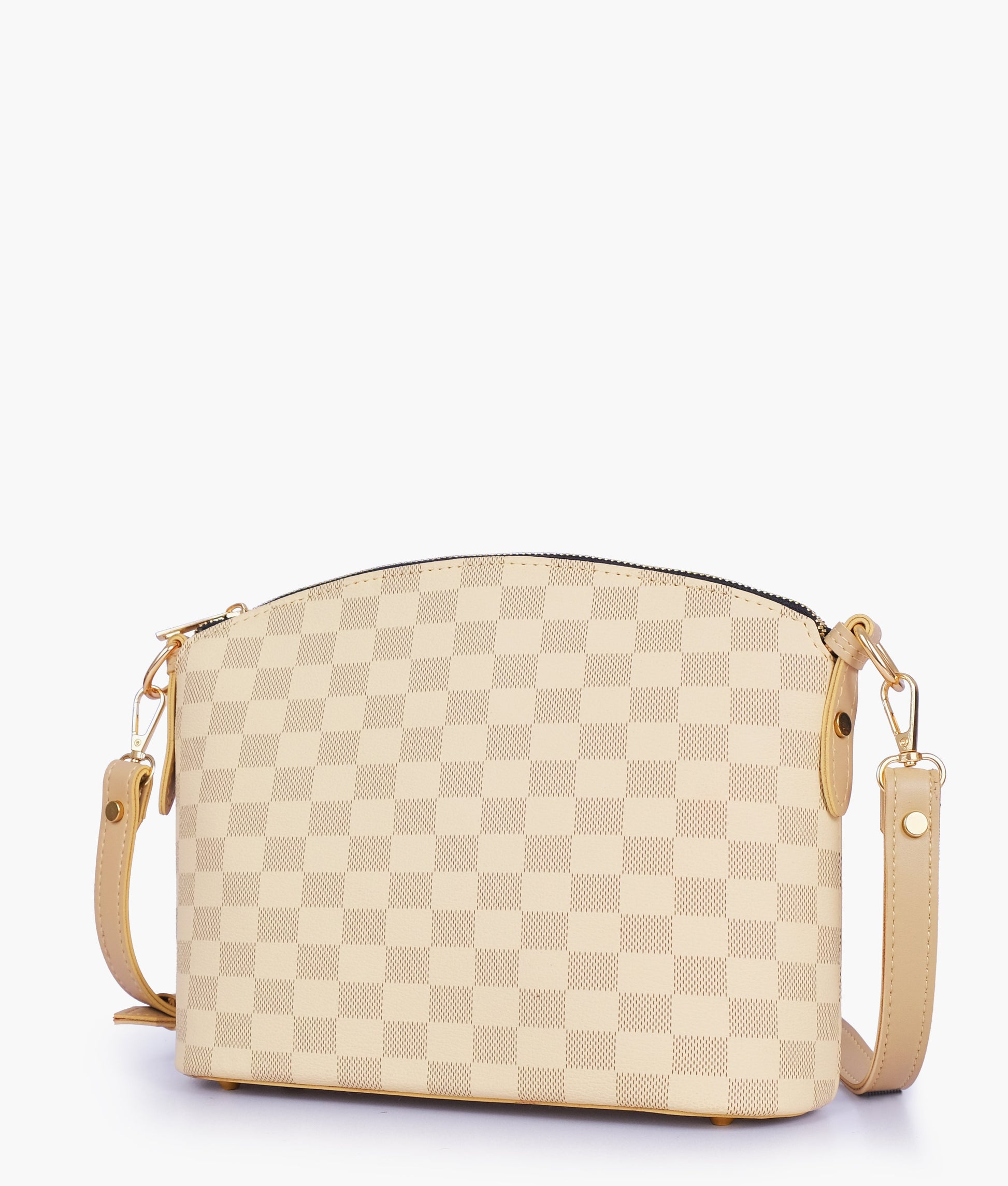 Buy Off-white checkered dome cross-body bag in Pakistan