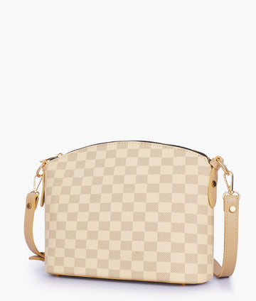 Buy Off-white checkered dome cross-body bag in Pakistan