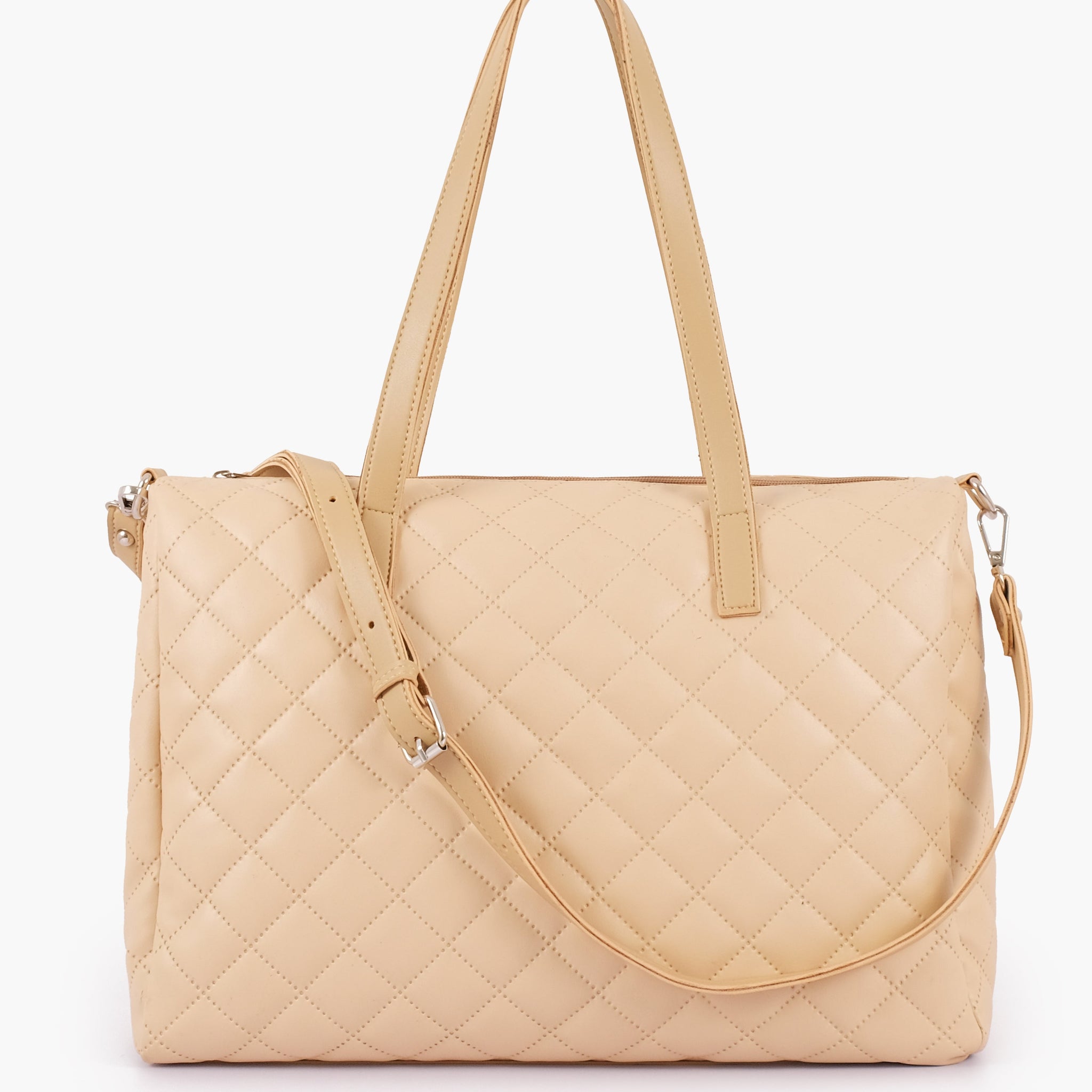 Buy Off-white quilted carryall tote bag in Pakistan