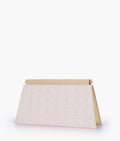 Buy Off-white quilted evening clutch with snap closure in Pakistan