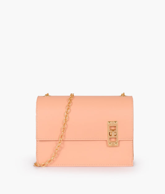 Buy Peach chain shoulder bag with twist lock in Pakistan