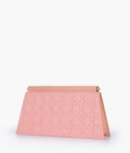 Buy Peach quilted evening clutch with snap closure in Pakistan