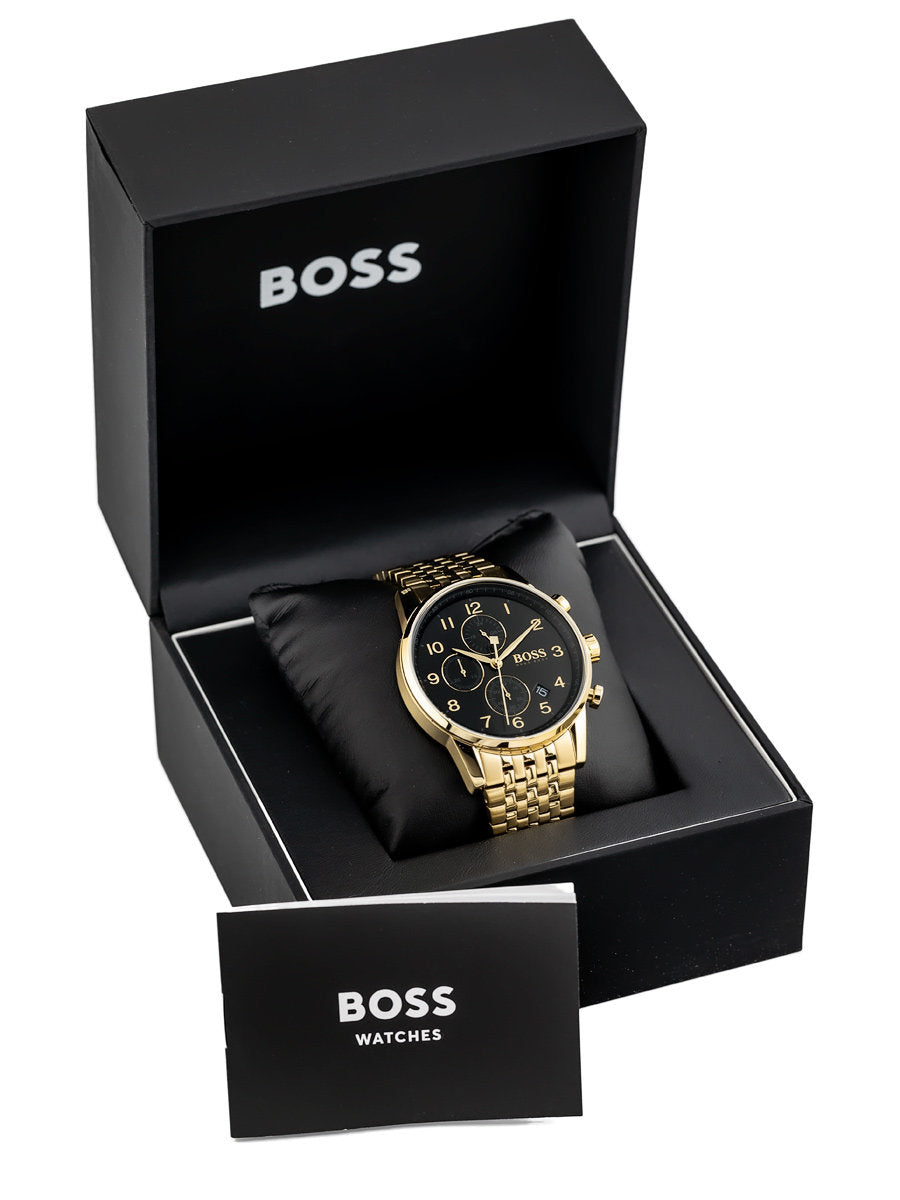 Buy Hugo Boss Mens Chronograph Quartz Stainless Steel Black Dial 44mm Watch - 1513531 in Pakistan