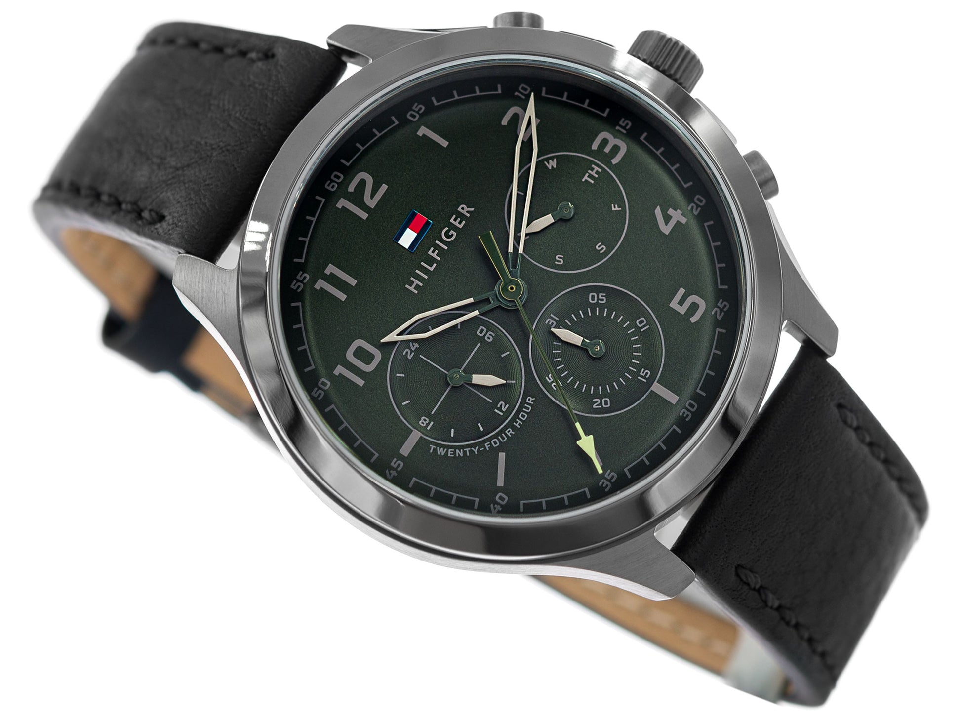 Buy Tommy Hilfiger Green Dial Black Leather Strap Watch for Men - 1791856 in Pakistan