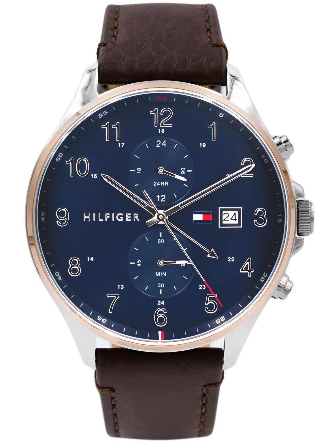 Buy Tommy Hilfiger West Blue Dial Brown Leather Strap Watch for Men - 1791712 in Pakistan