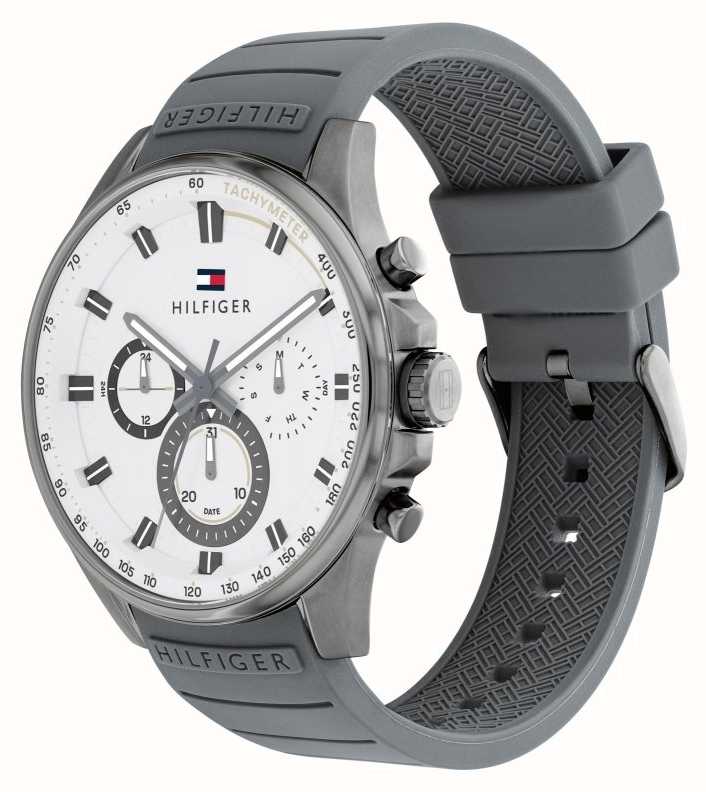 Buy Tommy Hilfiger Max White Dial Grey Rubber Strap Watch for Men - 1791972 in Pakistan