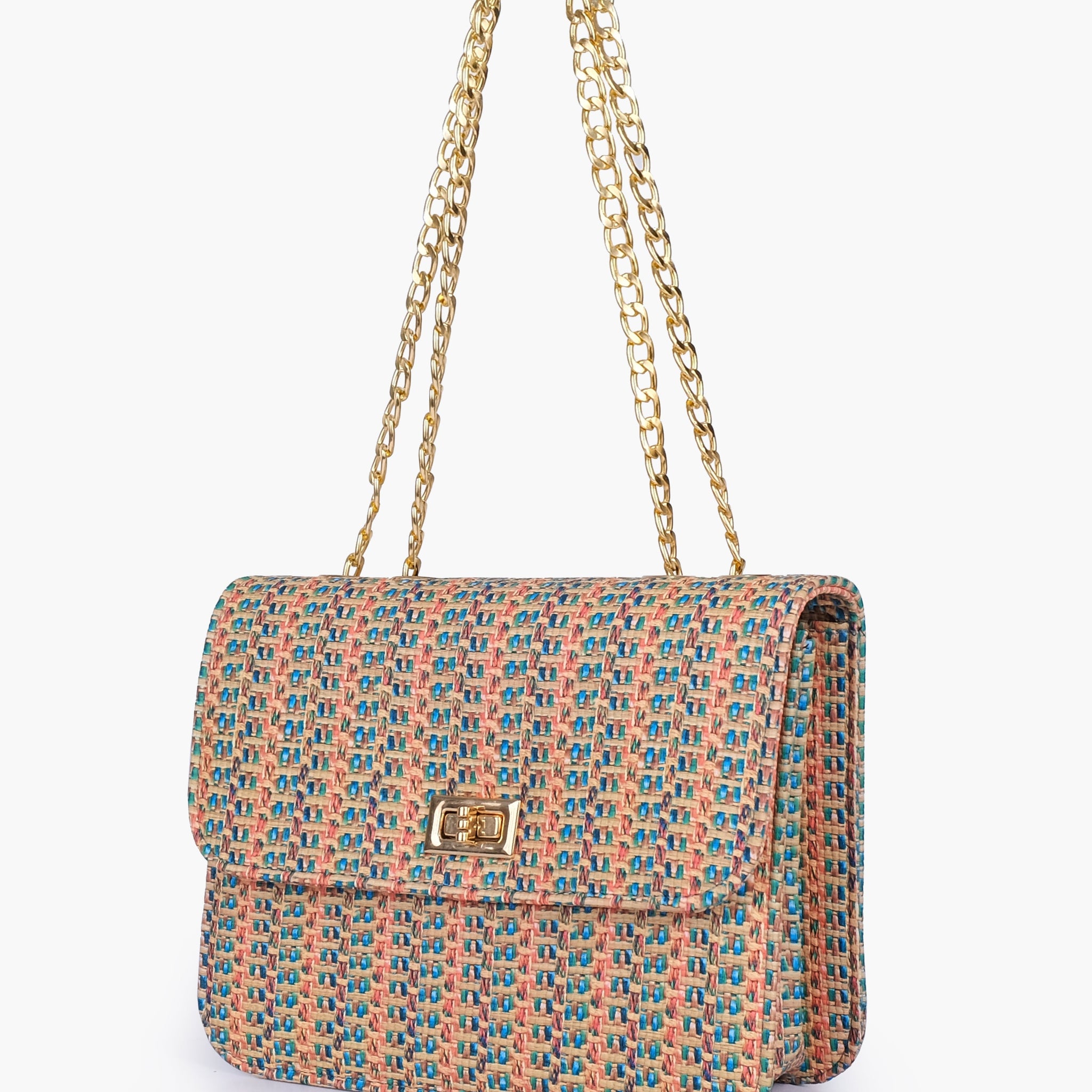 Buy Rainbow woven chain cross-body bag in Pakistan