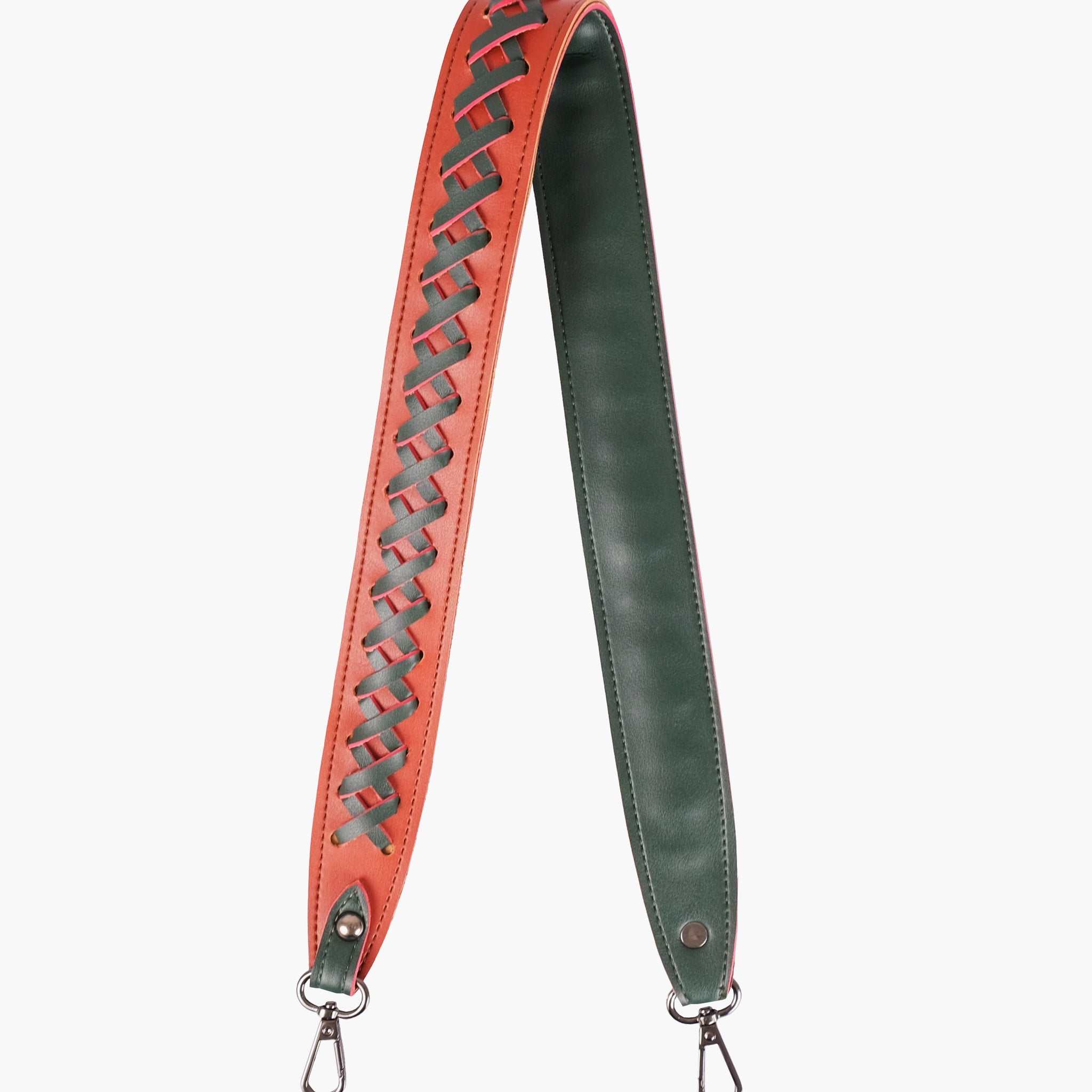 Buy Rust and army green zig-zag weave strap add-on in Pakistan