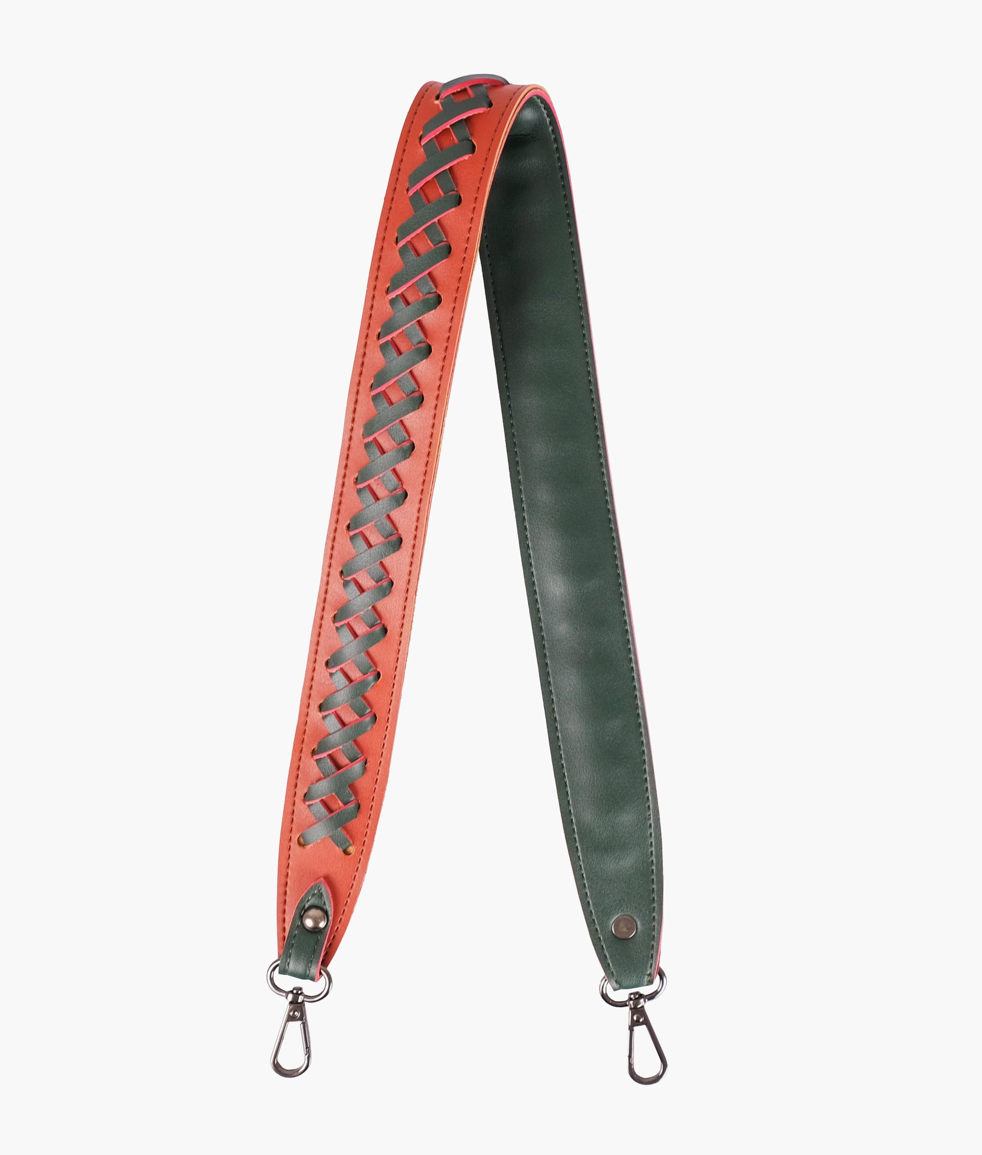 Buy Rust and army green zig-zag weave strap add-on in Pakistan