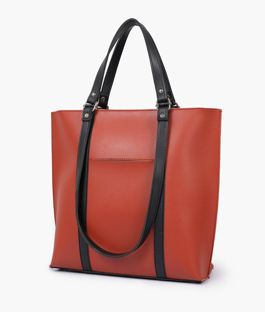 Buy Rust and black double-handle tote bag in Pakistan