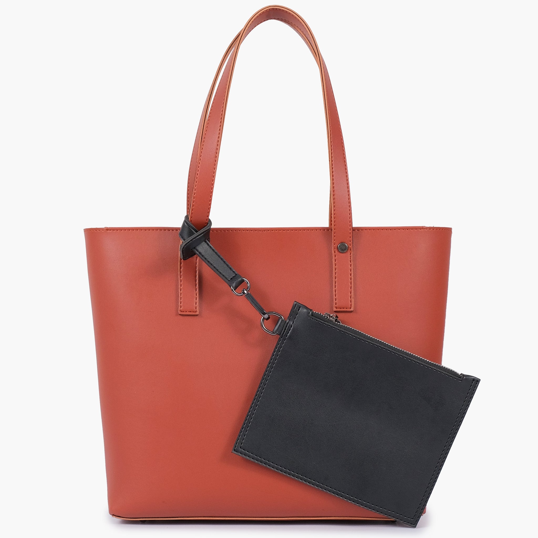 Buy Rust tote bag with detachable pouch in Pakistan