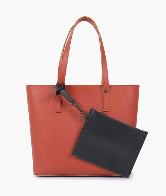 Buy Rust tote bag with detachable pouch in Pakistan