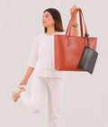 Buy Rust tote bag with detachable pouch in Pakistan