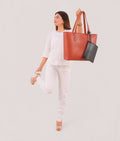 Buy Rust tote bag with detachable pouch in Pakistan