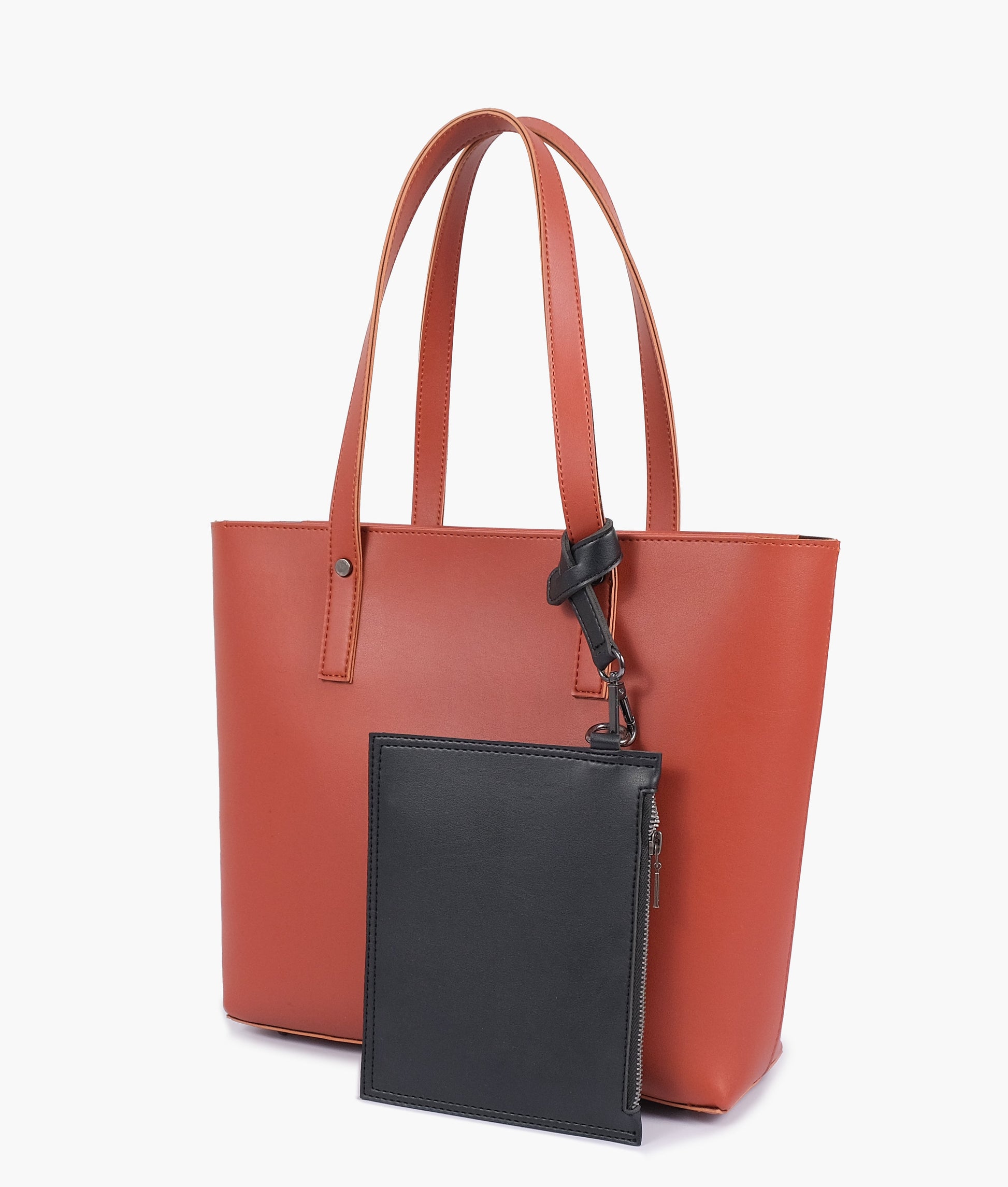 Buy Rust tote bag with detachable pouch in Pakistan