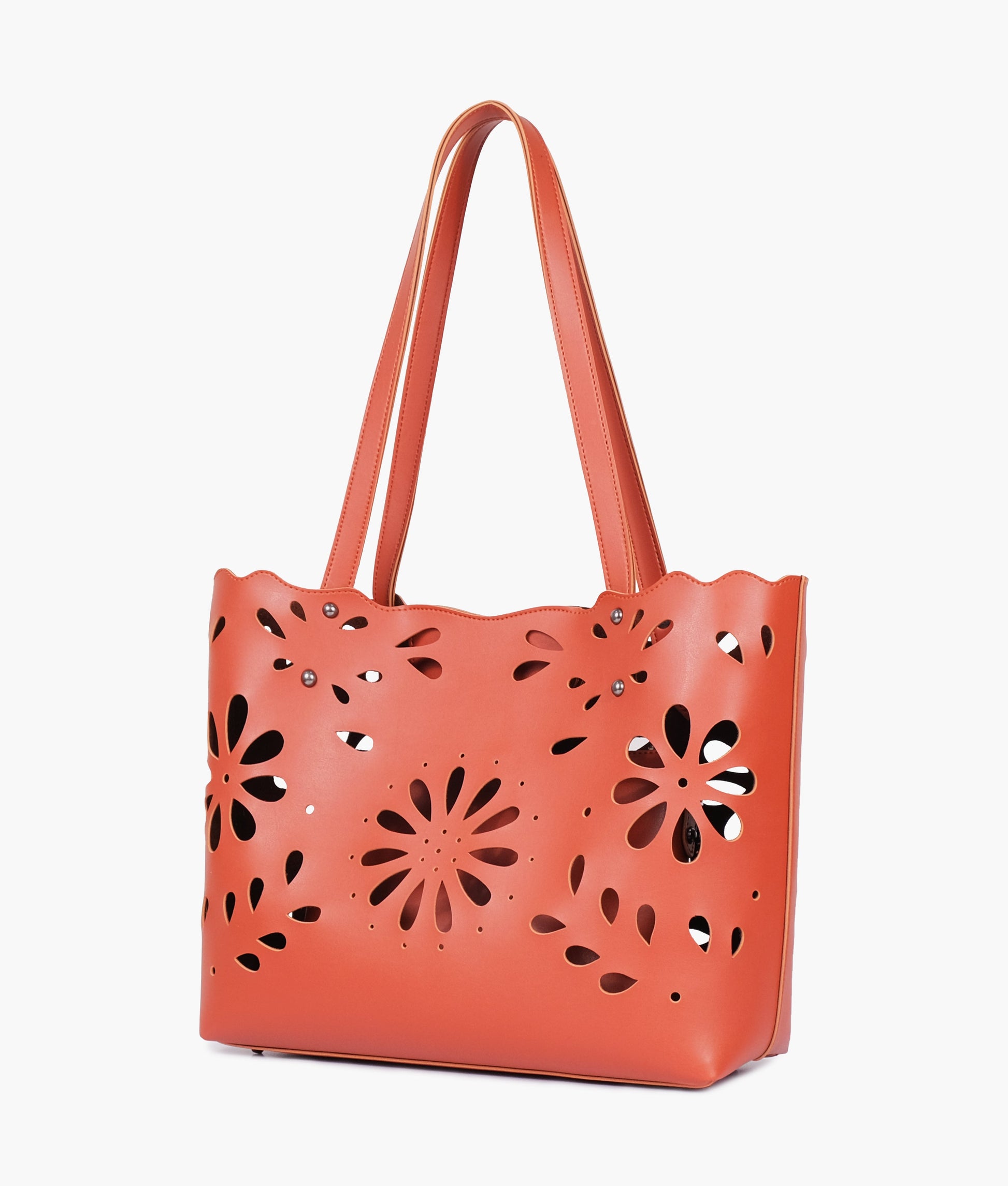 Buy Rust two-piece floral tote in Pakistan