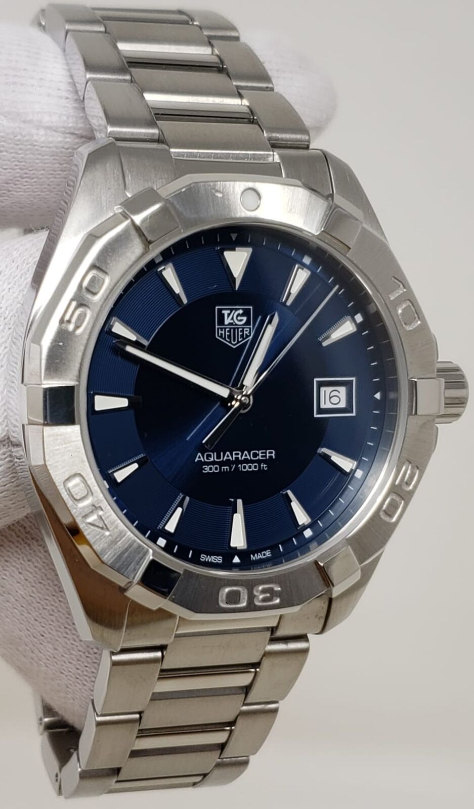 Buy Tag Heuer Aquaracer Blue Dial Silver Steel Strap Watch for Men - WAY1112.BA0928 in Pakistan