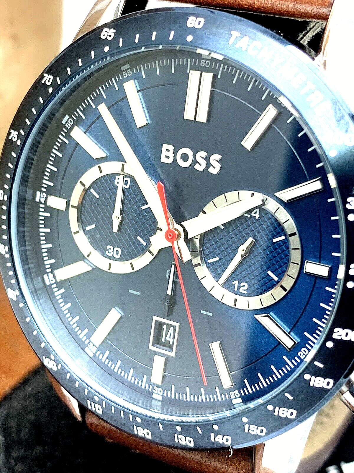 Buy Hugo Boss Allure Quartz Blue Dial Brown Strap Men's Watch - 1513921 in Pakistan