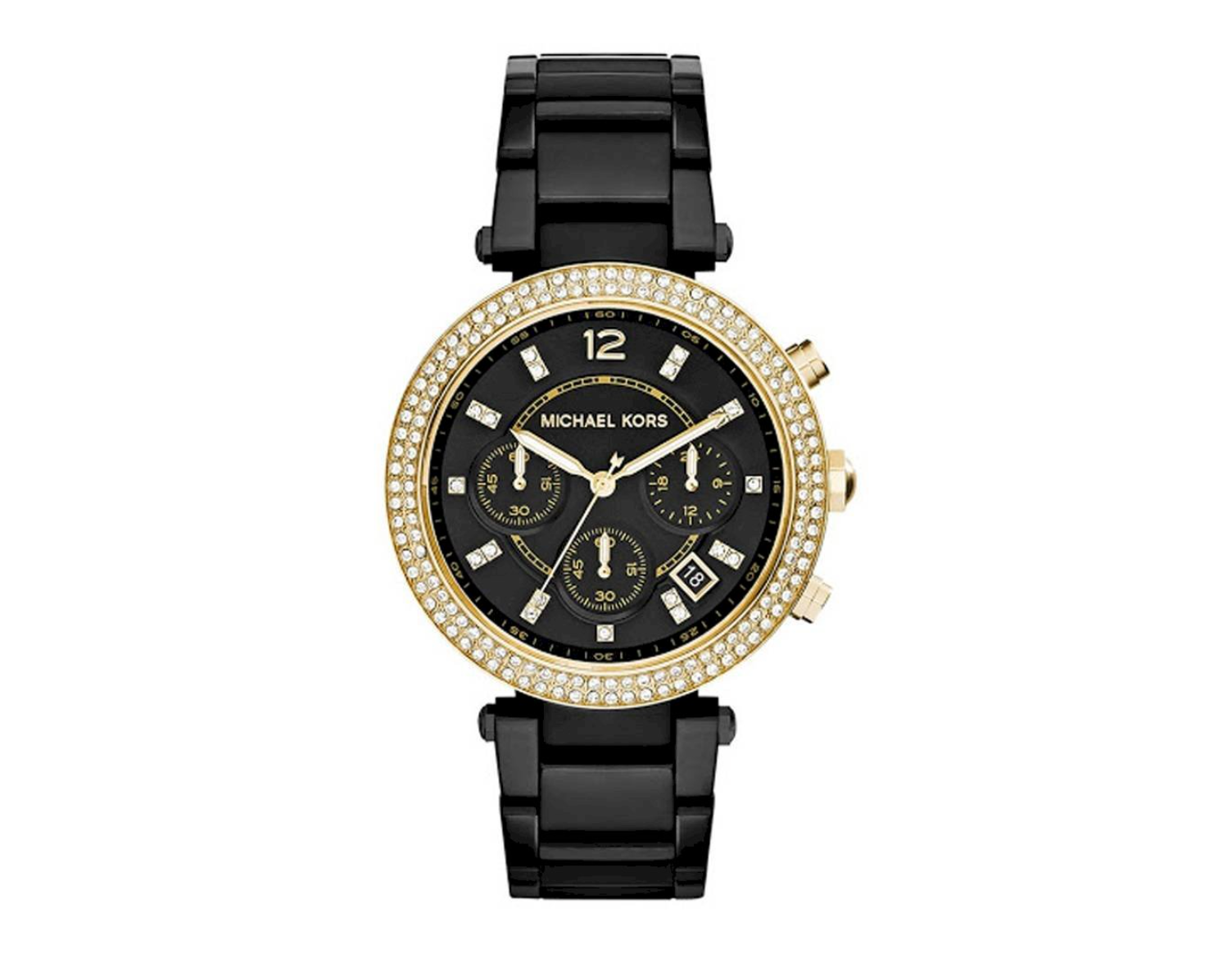 Buy Michael Kors Parker Chronograph Black Dial Black Ion-plated Ladies Watch - Mk6107 in Pakistan