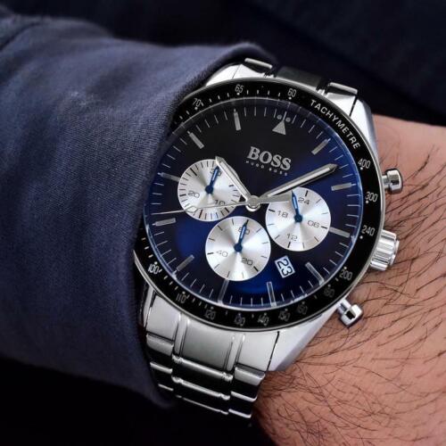 Buy Hugo Boss Mens Chronograph Quartz Stainless Steel Blue Dial 44mm Watch - 1513630 in Pakistan