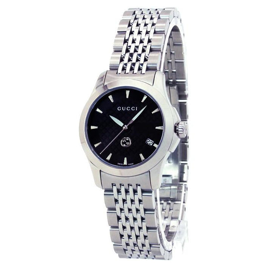 Buy Gucci Women's Swiss Made Quartz Silver Stainless Steel Black Dial 27mm Watch YA1265006 in Pakistan