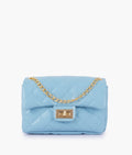 Buy Sky Blue quilted mini bag with chain in Pakistan