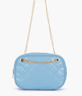 Buy Sky blue quilted rectangle cross-body bag in Pakistan