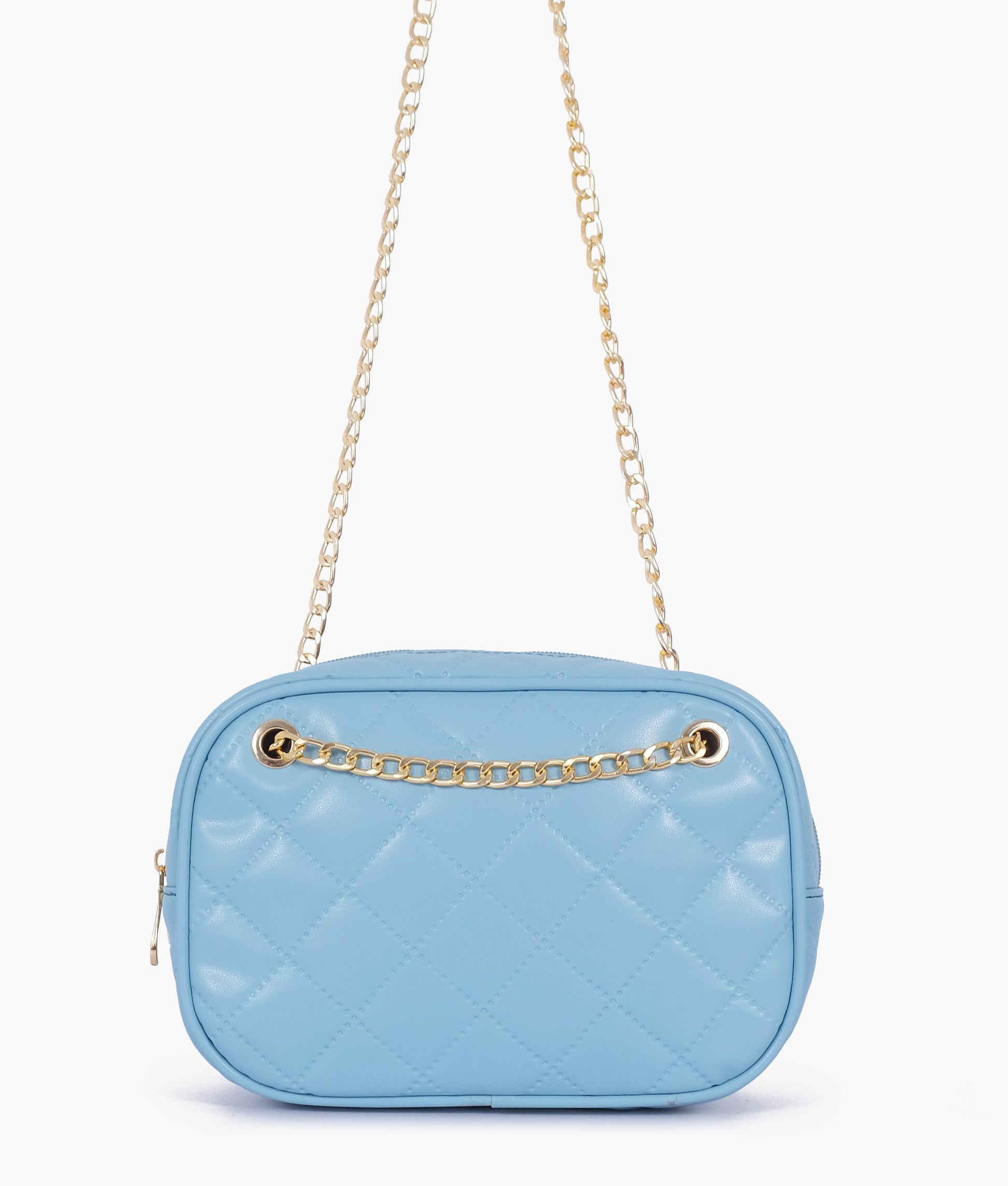 Buy Sky blue quilted rectangle cross-body bag in Pakistan