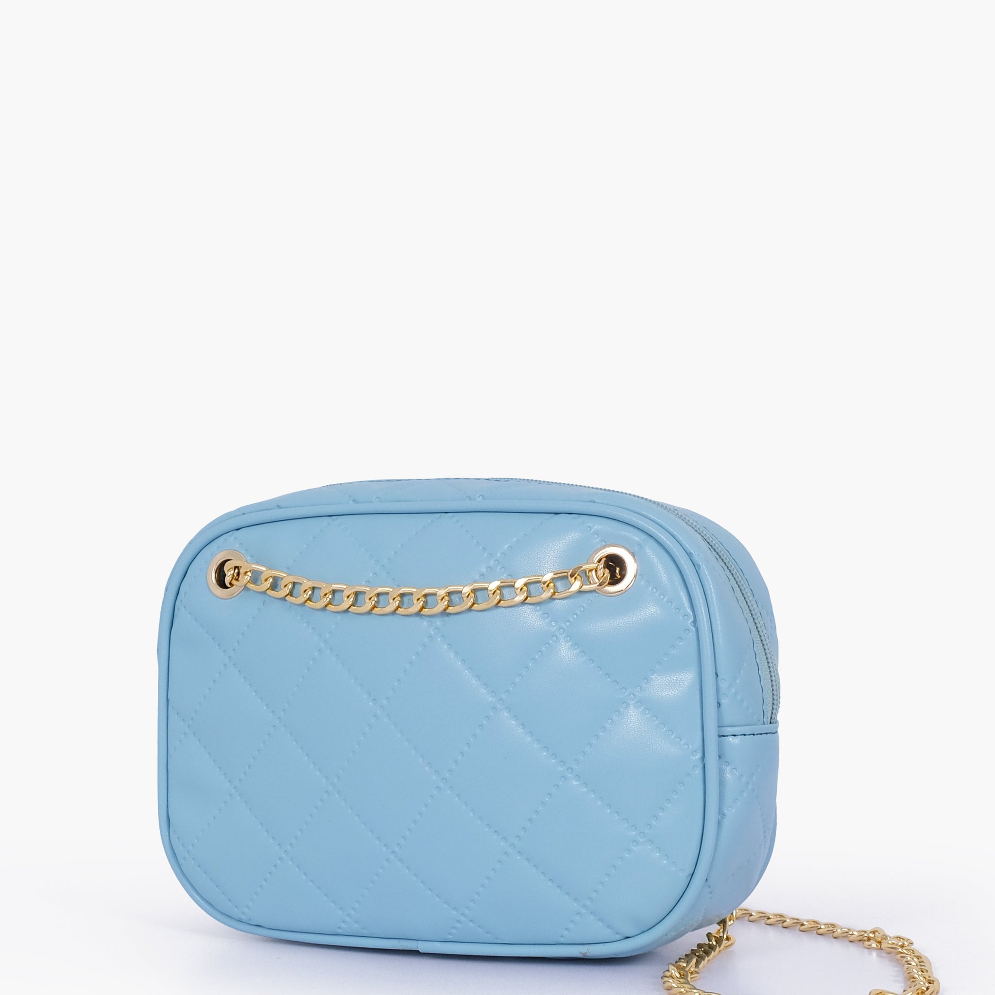 Buy Sky blue quilted rectangle cross-body bag in Pakistan