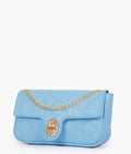 Buy Sky blue quilted small shoulder bag with chain in Pakistan