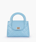 Buy Sky blue flap quilted bag with top handle in Pakistan