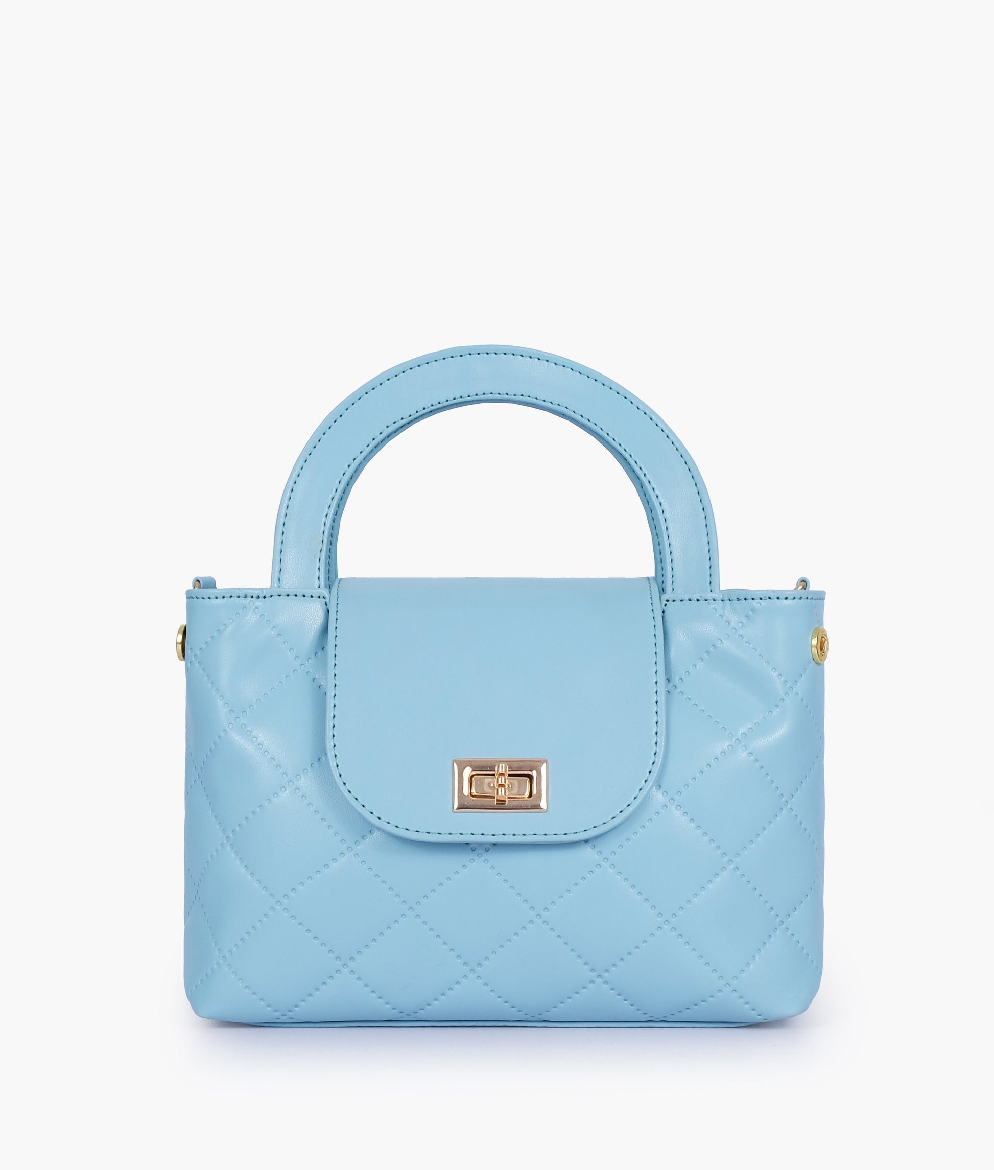 Buy Sky blue flap quilted bag with top handle in Pakistan