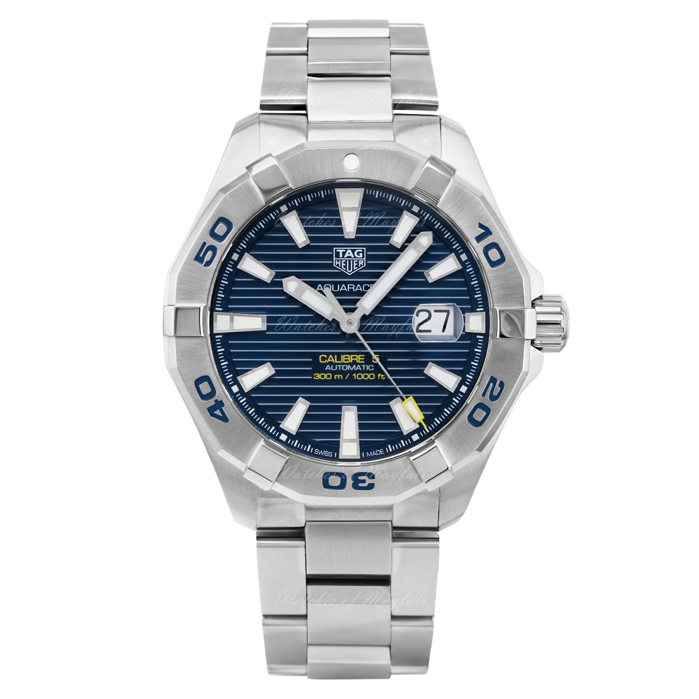 Tag Heuer Aquaracer Blue Dial Silver Steel Strap Watch for Men WAY20