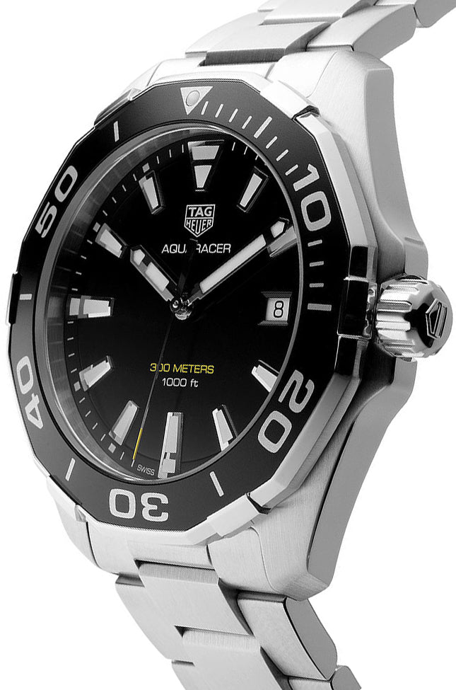 Buy Tag Heuer Aquaracer Black Dial Silver Steel Strap Watch for Men - WAY101A.BA0746 in Pakistan