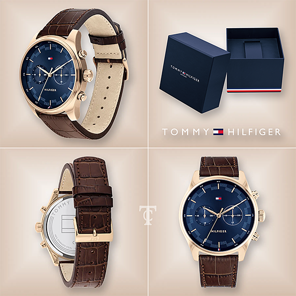 Buy Tommy Hilfiger Mens Quartz Leather Strap Blue Dial 44mm Watch - 1710423 in Pakistan