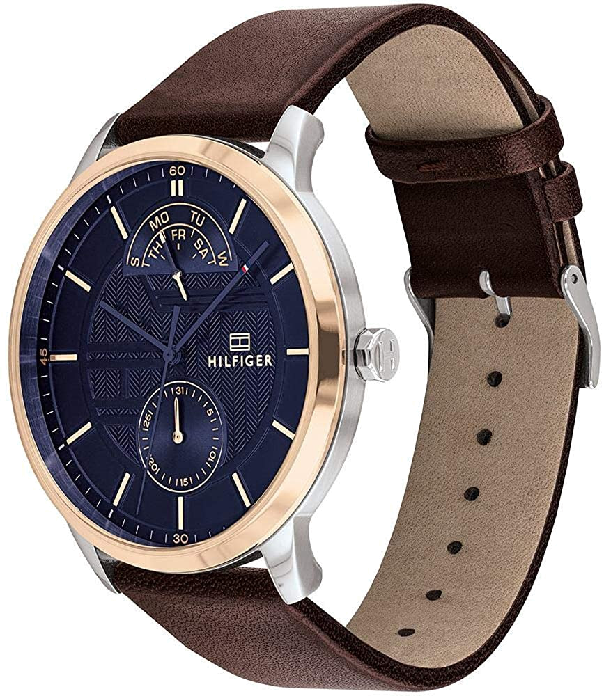 Buy Tommy Hilfiger Mens Quartz Leather Strap Blue Dial 44mm Watch - 1710418 in Pakistan