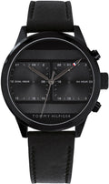 Buy Tommy Hilfiger Mens Quartz Black Leather Strap Black Dial 44mm Watch - 1791595 in Pakistan